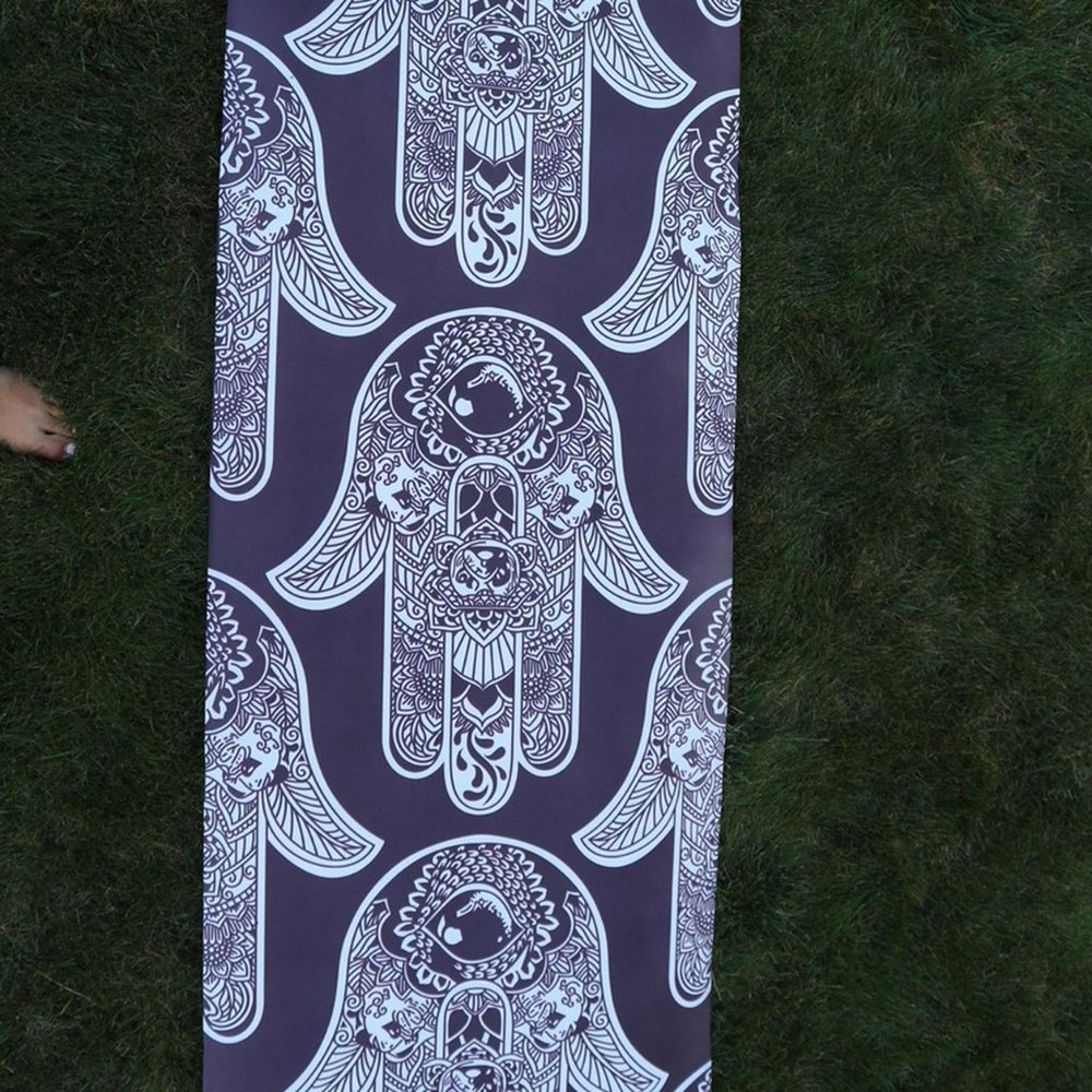 Yoga Mat - Hamsa Hand, Black